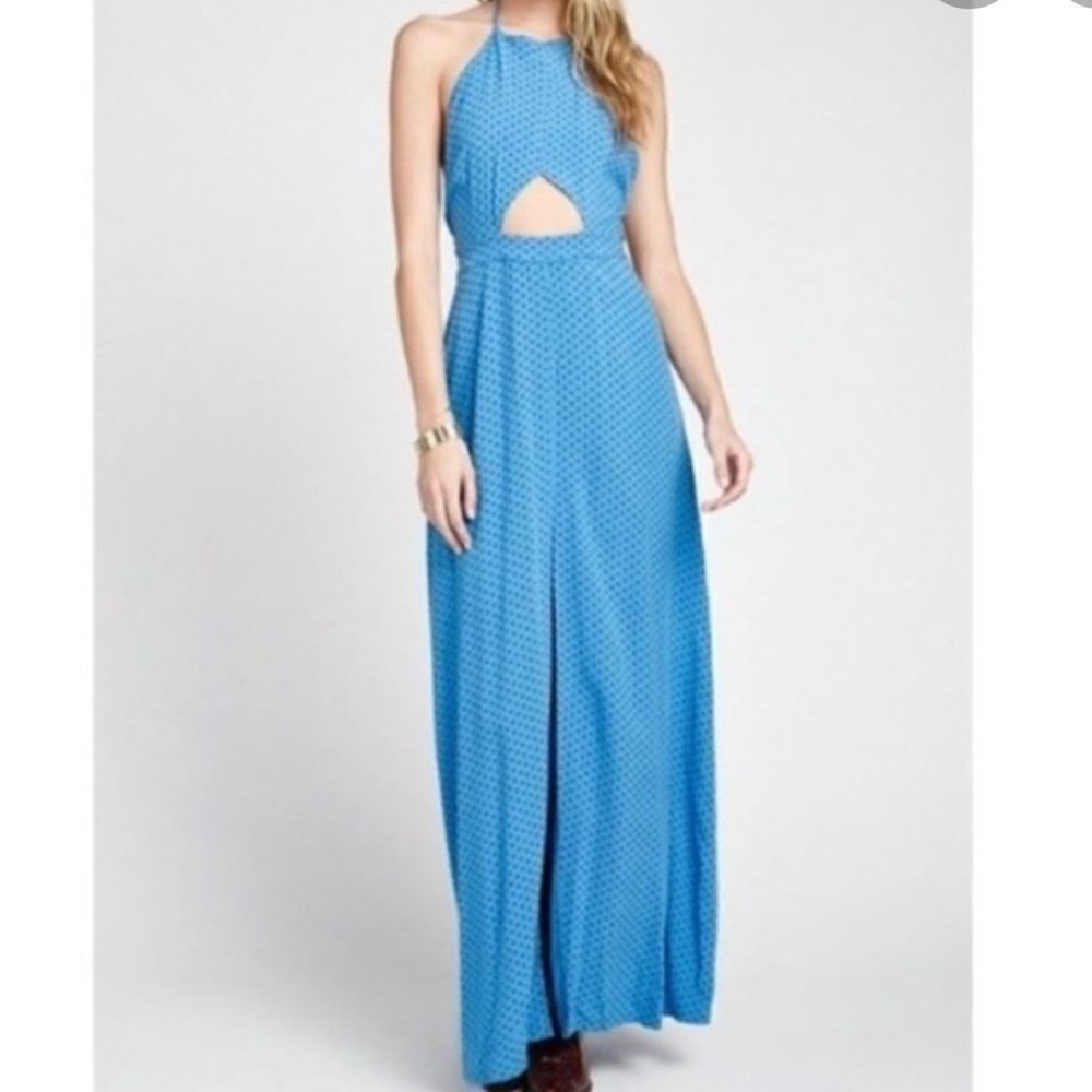 WILDFOX Blue Maxi Halter Dress Size Small